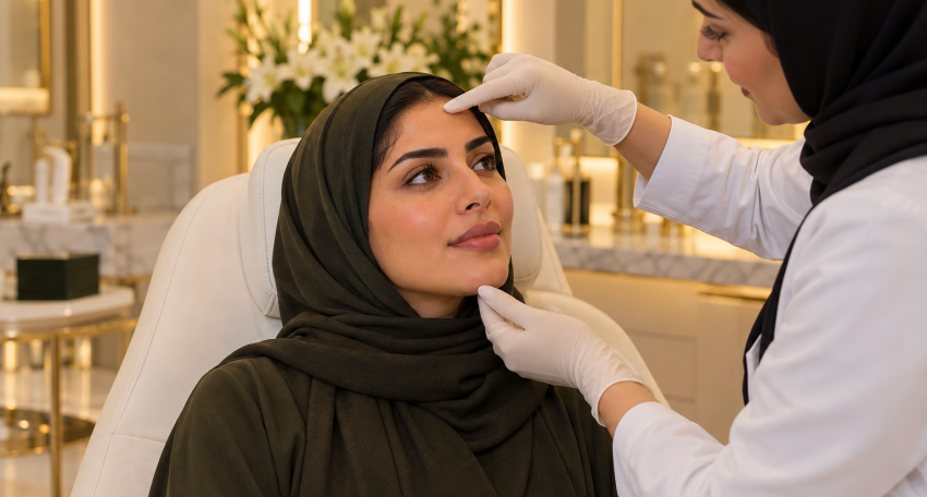 Botox consultation for facial wrinkles at Harmony Beauty Aesthetic Center in Al Ain, Abu Dhabi