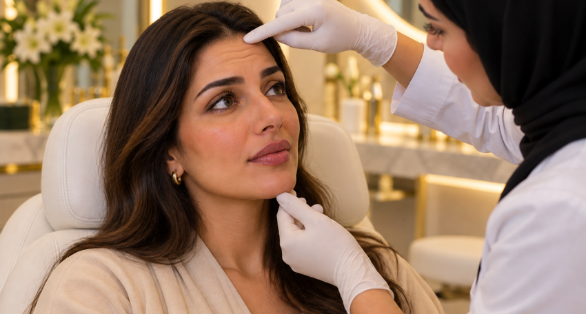 Forehead Botox consultation for frown lines and crow’s feet in Al Ain, Abu Dhabi