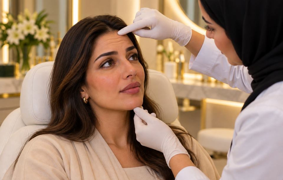 Forehead Botox consultation for frown lines and crow’s feet in Al Ain, Abu Dhabi