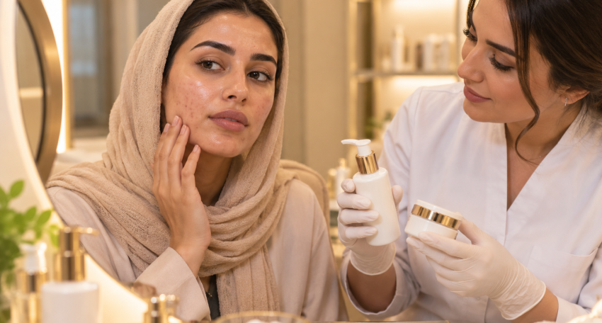 Gentle acne-prone skin facial at Harmony Beauty Aesthetic Center in Al Ain, Abu Dhabi