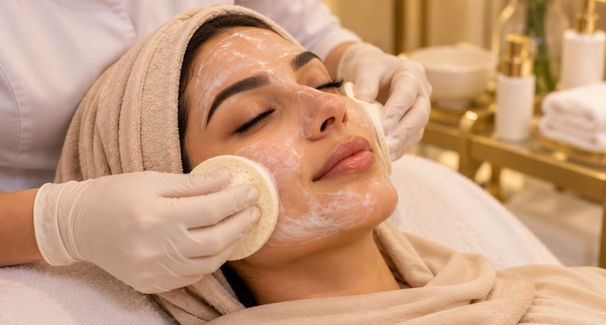 Deep facial cleansing treatment at Harmony Beauty Aesthetic Center in Al Ain, Abu Dhabi