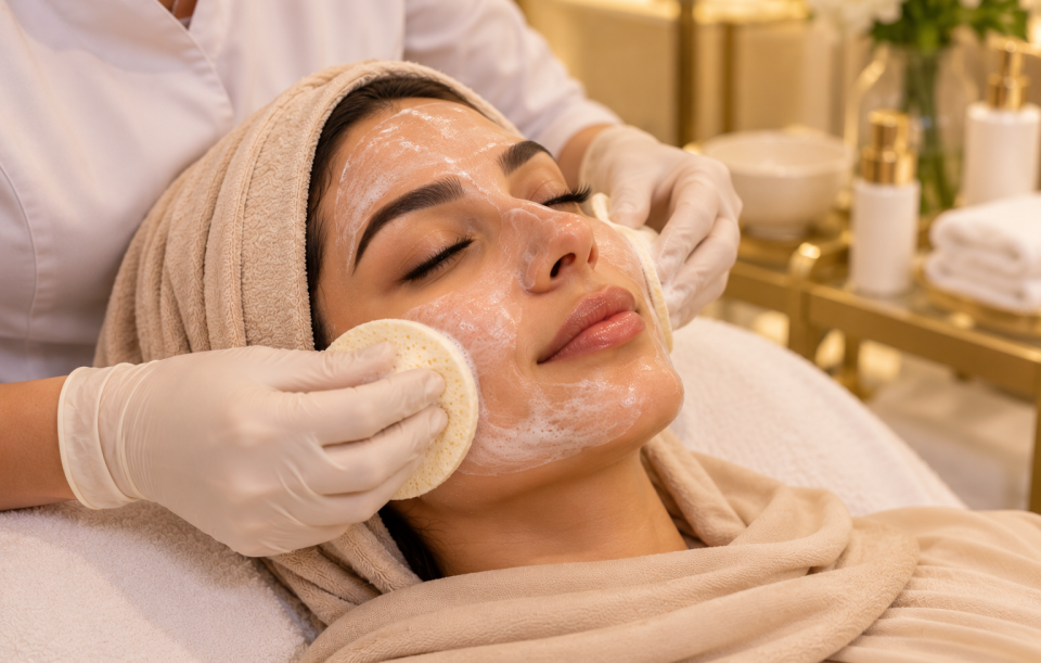 Deep facial cleansing treatment at Harmony Beauty Aesthetic Center in Al Ain, Abu Dhabi