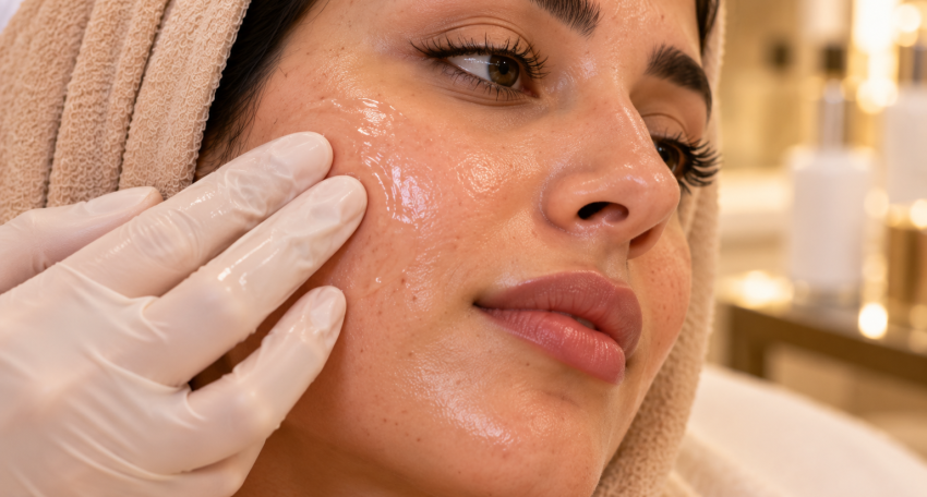 Facial skincare for visible pores and uneven texture at Harmony Beauty Aesthetic Center in Al Ain, Abu Dhabi