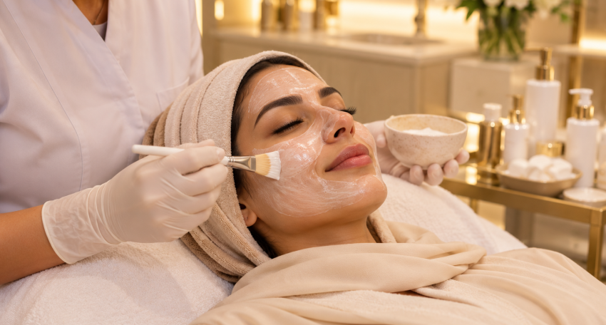 Non-invasive facial skincare treatment at Harmony Beauty Aesthetic Center in Al Ain, Abu Dhabi