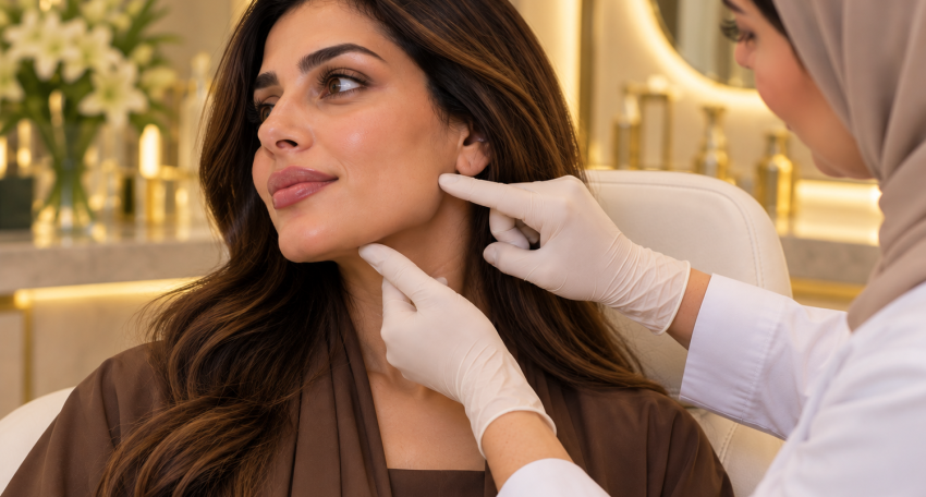 Masseter Botox consultation for jaw slimming at Harmony Beauty Aesthetic Center in Al Ain, Abu Dhabi