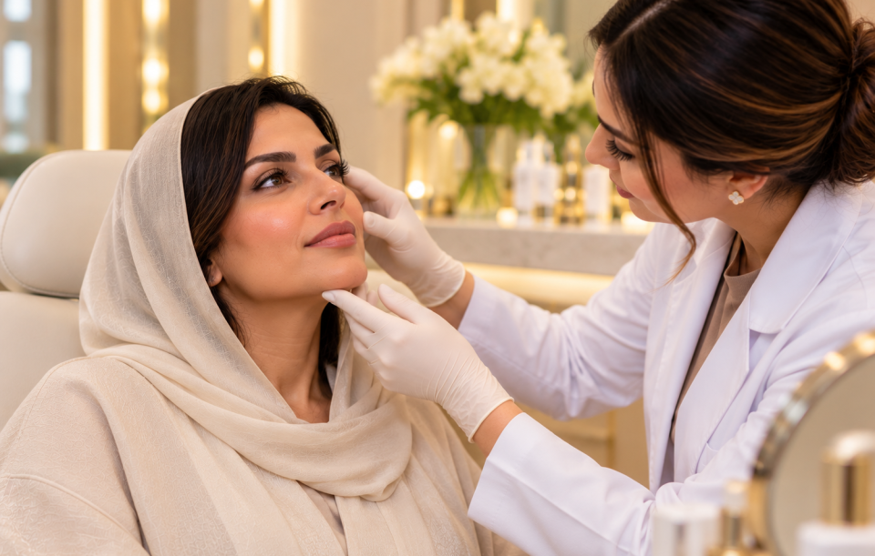 Skin booster injection consultation at Harmony Beauty Aesthetic Center in Al Ain, Abu Dhabi